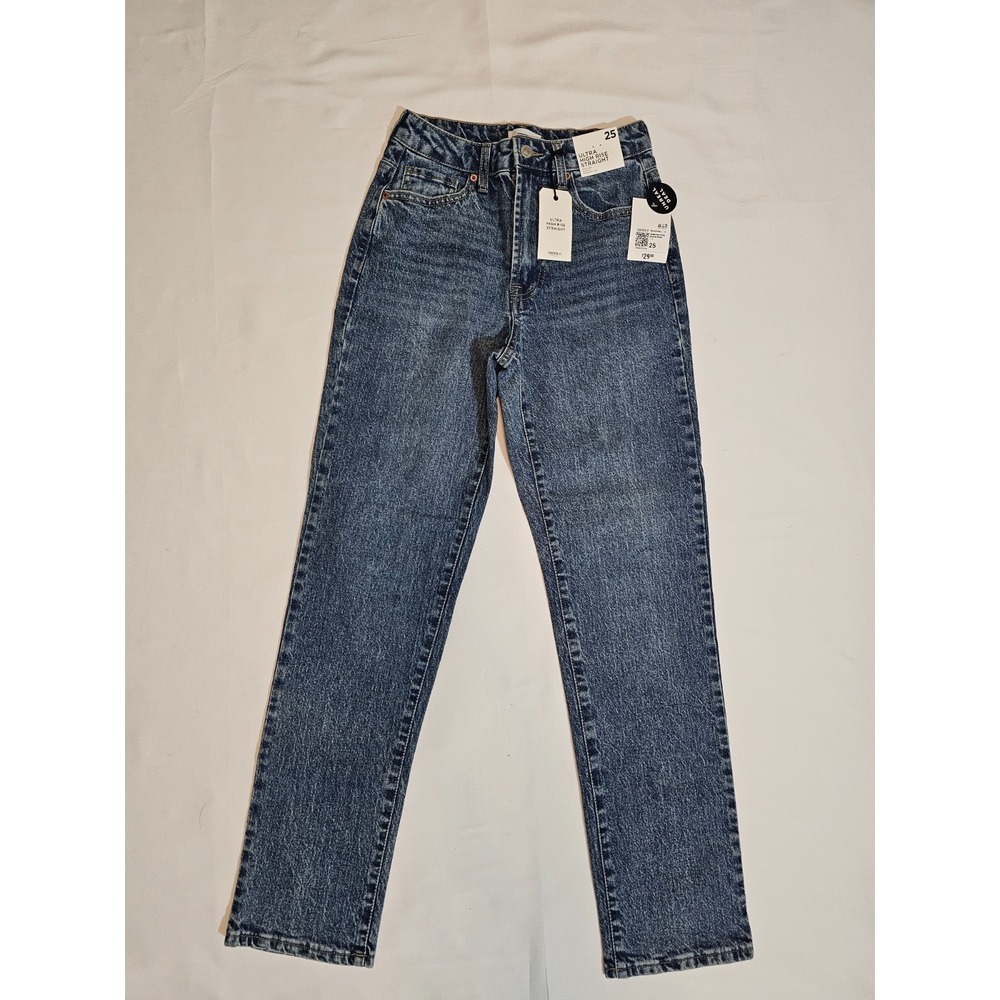 NWT Forever 21 Ultra High Rise‎ Straight Leg Denim Jeans Size 25
